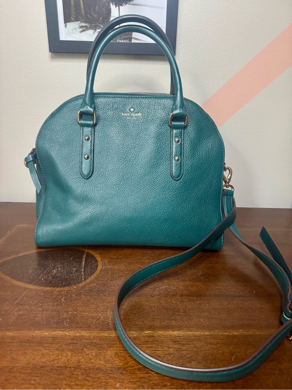 kate spade Dark Green Leather Dome Satchel